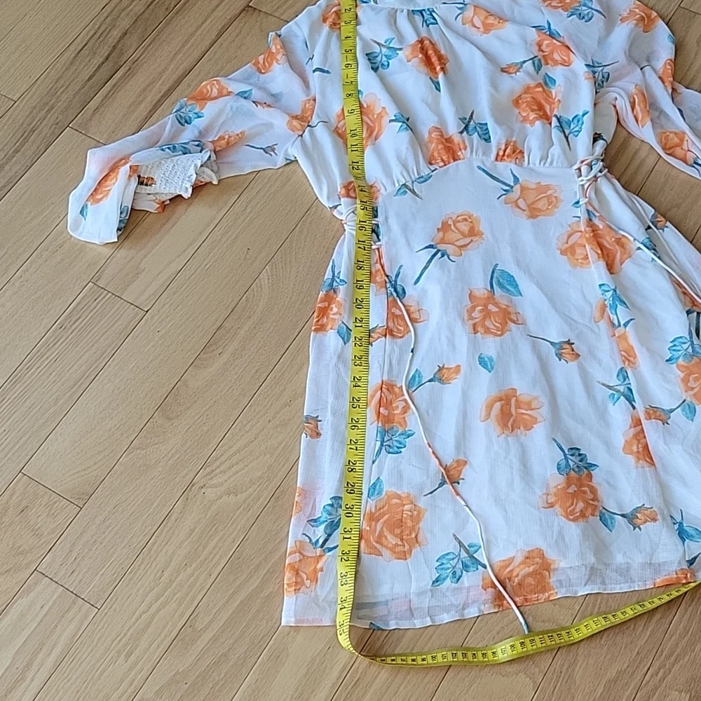 Free People Samantha Floral Print Long Sleeve Lace Up Mini Dress